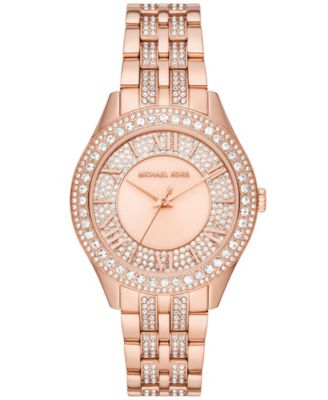 Женские часы-браслет из нержавеющей стали Michael Kors Harlowe с тремя стрелками из розового золота, 38 мм