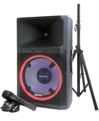 Колонка для вечеринок Gemini Bluetooth с подсветкой, микрофоном и подставкой для динамиков черного цвета