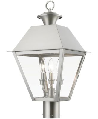 Наружный фонарь Livex Wentworth 3 Light с большим верхним фонарем на столбе