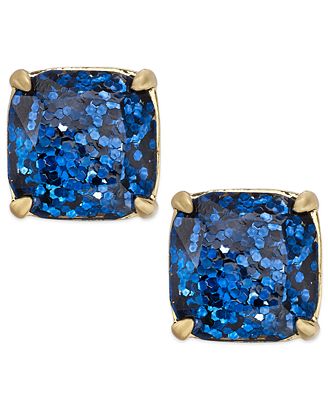 kate spade new york Gold-Tone Blue Glitter Stone Stud Earrings ...