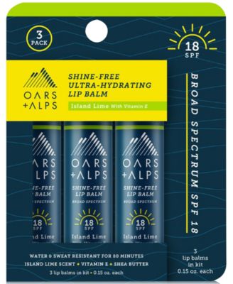 Весла Альпийские, 3 шт. Бальзам для губ Island Lime без блеска, SPF 18, Набор