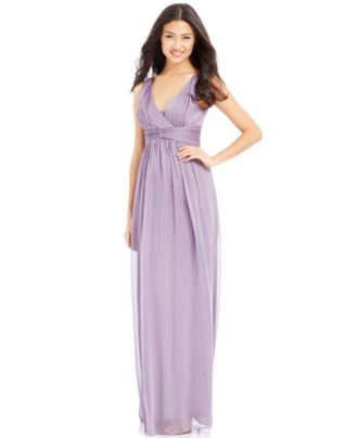 Adrianna Papell Sleeveless Pleated Twist-Front Gown - Dresses - Women ...