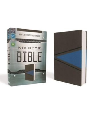 NIV, Библия для мальчиков, Мягкая кожа, Серый, Синий, Комфортный принт от Zondervan