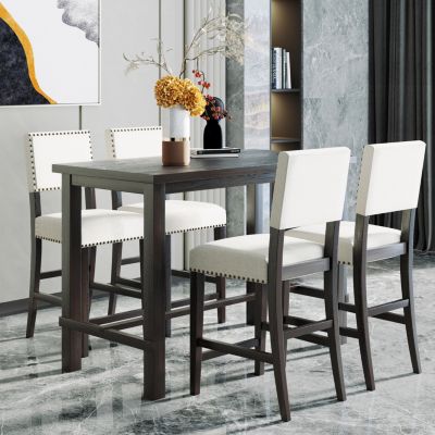 Обеденный гарнитур Streamdale Furniture из 5 предметов для приготовления эспрессо на высокой стойке коричневого цвета