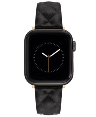 Женский черно-розовый стеганый ремешок из натуральной кожи Anne Klein для Apple Watch® 42 мм (серия 10) и 38/40/41 мм
