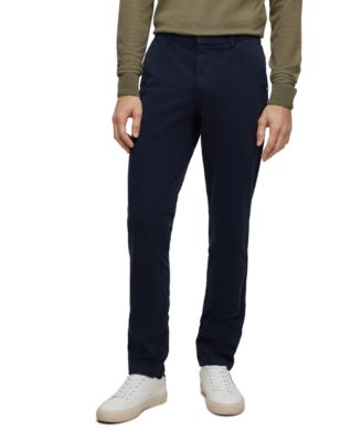 Мужские брюки-чиносы из стрейч-хлопка и габардина приталенного кроя от Boss by Hugo Boss