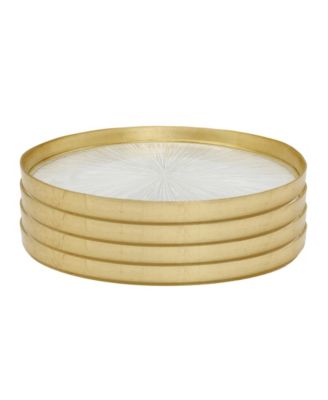 Классические на ощупь 11-дюймовые хрустальные тарелки с золотой каймой, набор из 4 предметов, Сервиз на 4 персоны