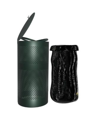 Уличный Мусорный Бак EMMA+OLIVER Kirk Объемом 11,5 Галлонов Из Нержавеющей Стали С Крышкой, Отдельно Стоящий Или Монтируемый, в Комплекте 20 Мешков Для Мусора