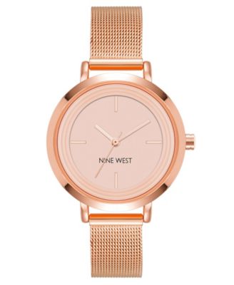 Женские кварцевые часы Nine West с сетчатым ремешком из нержавеющей стали цвета розового золота, 34 мм