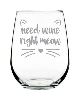 Bevvee Need Wine Right Meow Забавные подарки для кошек Бокал для вина без ножек, 17 унций