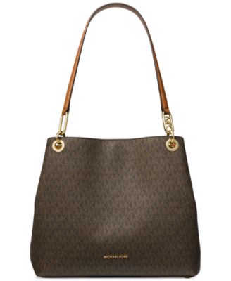 Сумка-тоут Michael Kors Kensington с большим логотипом на плече коричневого цвета