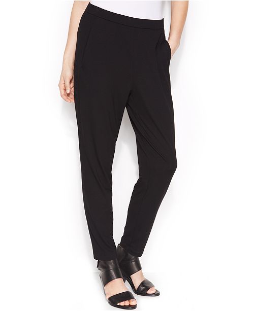 Eileen Fisher Stretch Jersey Pull On Slouchy Ankle Pants Regular Petite Sizes Reviews Pants Leggings Women Macy S