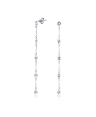 Серьги Bling Jewelry длинные с куб. цирконием, серебро 925