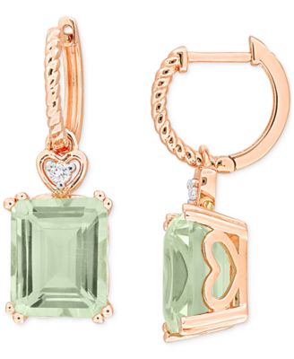Серьги Macy's с зеленым кварцем 6,38 кт, розовое серебро