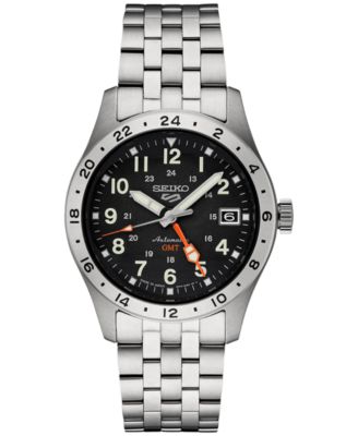 Мужские автоматические 5 спортивные часы Seiko GMT с браслетом из нержавеющей стали 39 мм