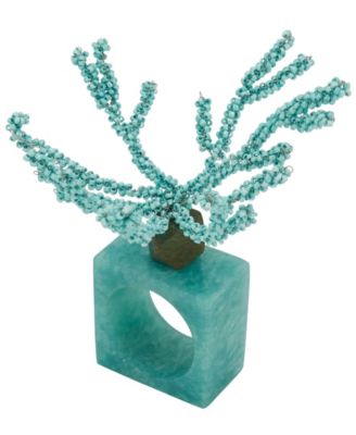 Набор из 4 колец для салфеток Saro Lifestyle Coral Breeze, вышитых бисером из смолы,