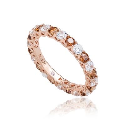 Кольцо Suzy Levian New York с кубическим цирконием Eternity Band из чистого серебра коричневого цвета
