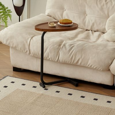 Streamdale Furniture 1 ПРЕДМЕТ МДФ с металлическим коричневым С-образным приставным столиком, небольшой диванный столик коричневого цвета
