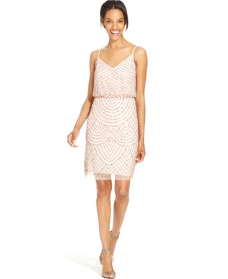 adrianna papell embellished blouson sheath dress