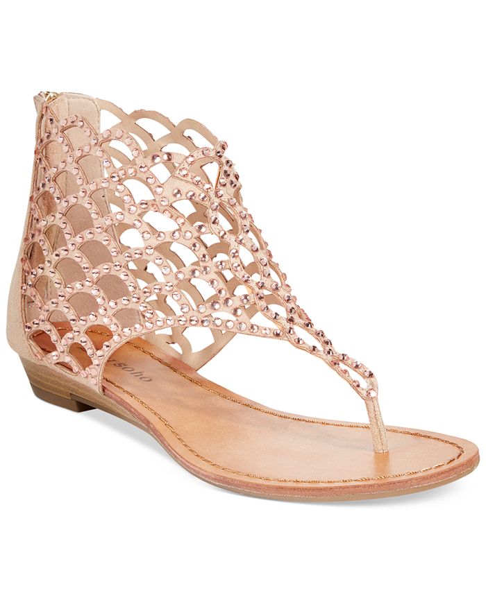 womens caged flat sandals