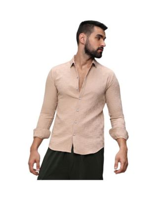 Мужская бежевая рубашка с переплетением собственного дизайна Campus Sutra Mens 13590₽