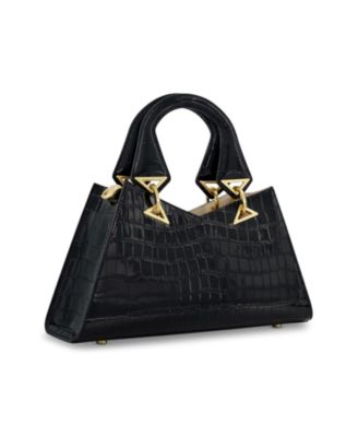 Сумочка из кожи с тиснением под крокодила Mac Duggal с позолоченной фурнитурой