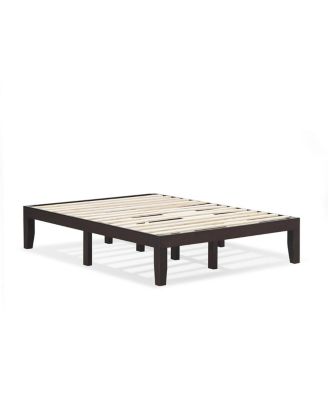 Gymax 14-дюймовая полноразмерная деревянная кровать-платформа с прочной опорой для ламелей Espresso