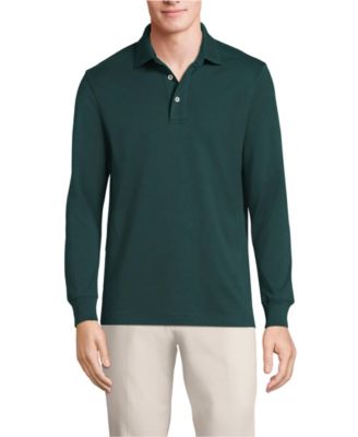 Мужская хлопковая рубашка поло Supima из хлопка с длинным рукавом Lands End для мужчин 9190₽