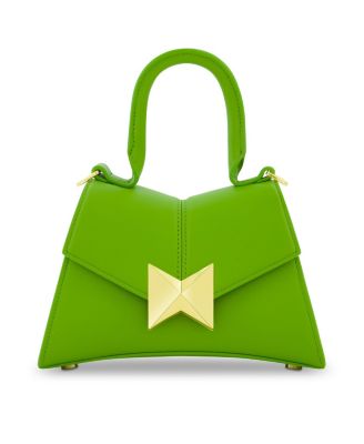 Угловатая Мини-кожаная сумочка Mac Duggal украшенная золотой фурнитурой 59290₽