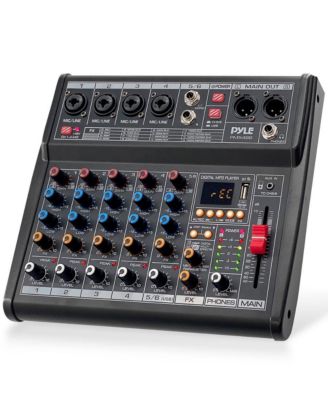 Компактный 6-канальный аудиомикшер Pyle Pro с аудиоинтерфейсом Multi-FX Processor black
