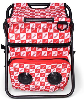 Сумка-холодильник Coca-Cola Backpack и складной стул со встроенными динамиками Bluetooth красного цвета