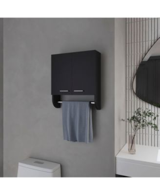 Аптечка FM FURNITURE Goodyear из меламина с вешалкой для полотенец, черная