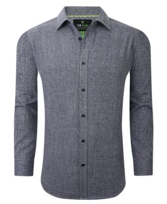 Мужская эластичная однотонная рубашка на пуговицах с четырехсторонней текстурой от Tom Baine