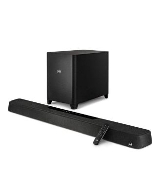 6.1-канальная звуковая панель Polk Audio MagniFi Max AX с поддержкой Dolby Atmos/DTS:X и 10-дюймовым беспроводным сабвуфером черного цвета