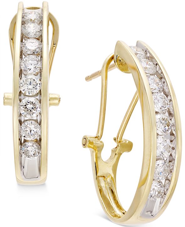 Macy's Diamond J Hoop Earrings (1 ct. t.w.) in 10k Gold, White Gold or