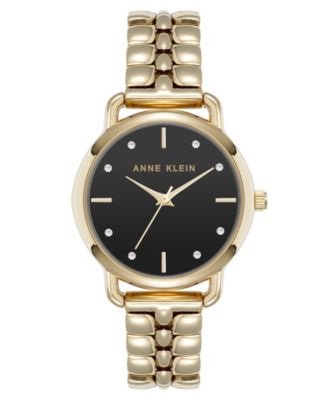 Женские кварцевые часы Anne Klein из фирменного черно-золотистого металлического сплава, 30 мм