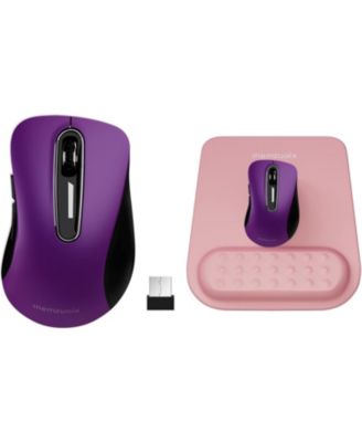 беспроводная мышь memzuoix 2.4G, эргономичный коврик для мыши с поддержкой запястья для ноутбука, ПК, настольного компьютера, MacBook (Фиолетовая мышь + коврик) фиолетовый