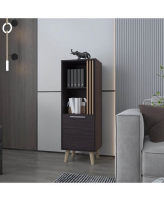 Шкаф для хранения мебели FM FURNITURE Ac Chin с открытой дверцей, Венге + натуральный дуб