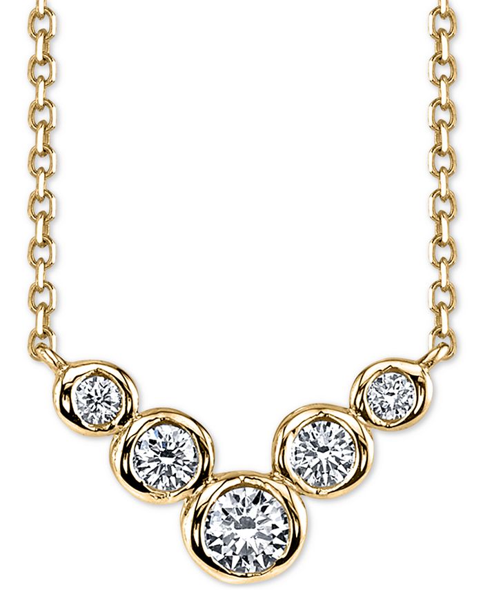 Macy's Sirena Energy Diamond Frontal Necklace (1/4 ct. t.w.) in 14k ...