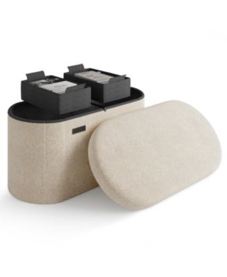 Скамья для хранения оттоманки Nestle Ovel Boucle2013 - Современный деревянный табурет с ножками, туалетный столик для макияжа, идеально подходящий для декора гостиной и спальни коричнево-бежевого цвета