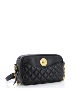 Бывшая в употреблении сумка для фотоаппарата Versace Medium Medusa Icon с передним накладным карманом из стеганой кожи