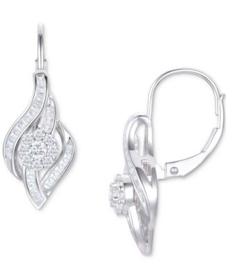 Серьги Macy's Leverback 0,5 кт, 10k белое золото