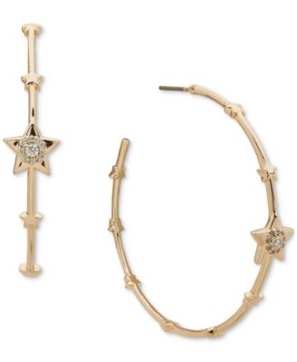Золотые серьги-кольца Emily in Paris со звездой Паве среднего размера, 1,63 дюйма