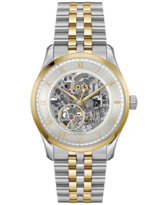 Мужские механические часы Hugo Boss Principle Skeleton Mech-Двухцветные с автоподзаводом из нержавеющей стали, 41 мм, мультиметровые