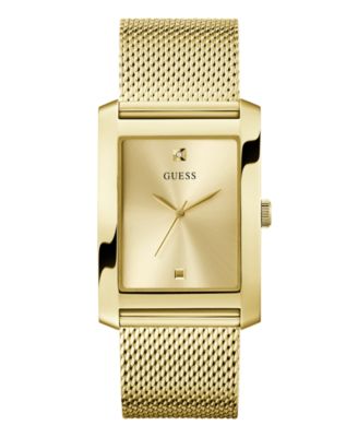 Мужские аналоговые часы GUESS из стальной сетки золотистого цвета, 34 мм