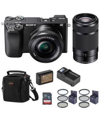 Беззеркальный фотоаппарат Sony Alpha a6100 с объективами 16-50/55-210, черный