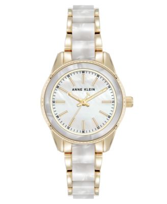 Женские кварцевые часы Anne Klein цвета слоновой кости с перламутровым покрытием из ацетата и золотистого металлического сплава Link, 30 мм multi