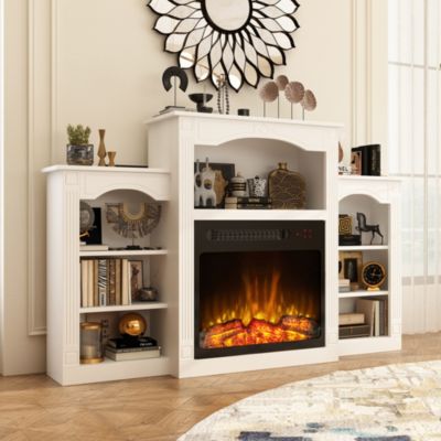 HOMSEE 23" электрический камин, встраиваемый камин, 1500 Вт, белый шкаф для телевизора с семью отделениями для хранения