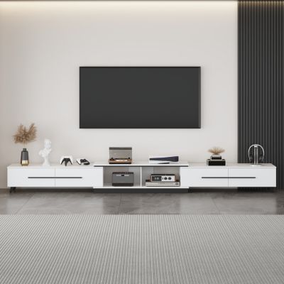 Выдвижная подставка для телевизора HOMSEE с 4 выдвижными ящиками, медиа-консоль с металлическими ручками и ножками, съемный развлекательный центр