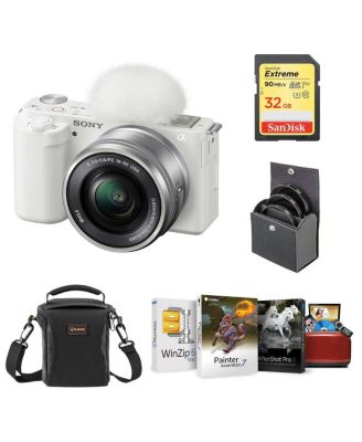 Беззеркальная камера Sony ZV-E10 с объективом 16-50 мм, Mac Photo Suite, SD-карта емкостью 32 ГБ, сумка через плечо и белый фильтр 40,5 мм